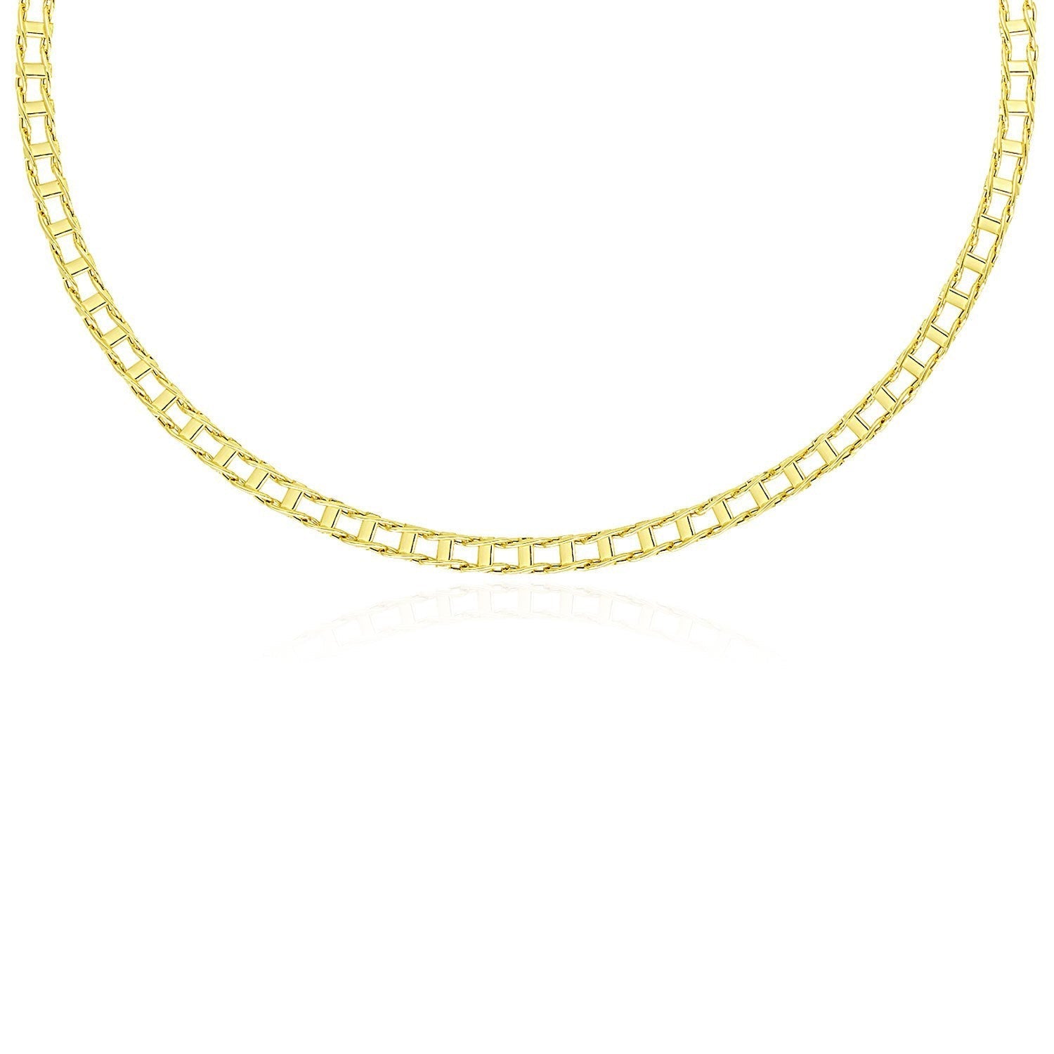 14k Yellow Gold Men's Necklace with Track Design Links Bids.com