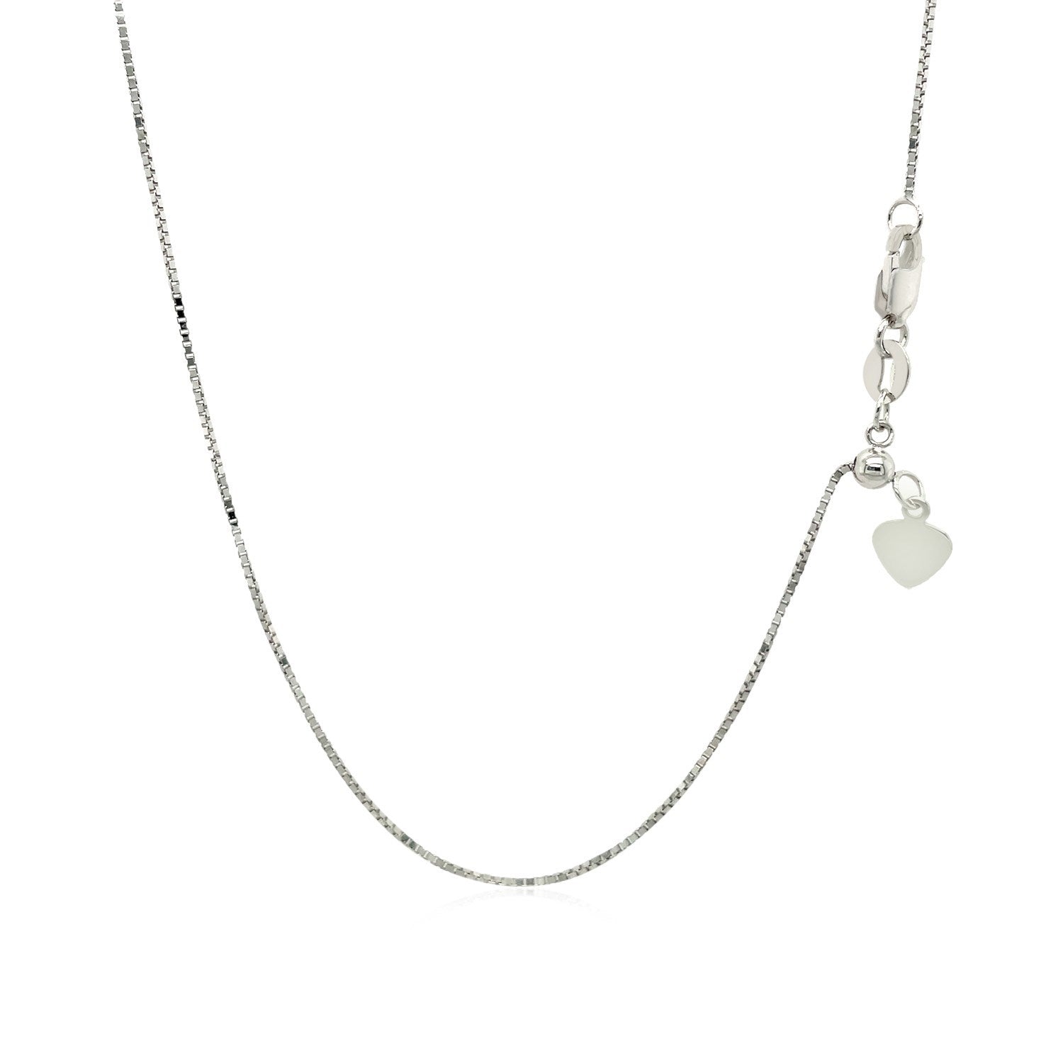 14k White Gold Adjustable Box Chain 0.7mm Bids.com