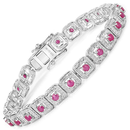 3.12 Carat Genuine Johnson Ruby .925 Sterling Silver Bracelet Bids.com