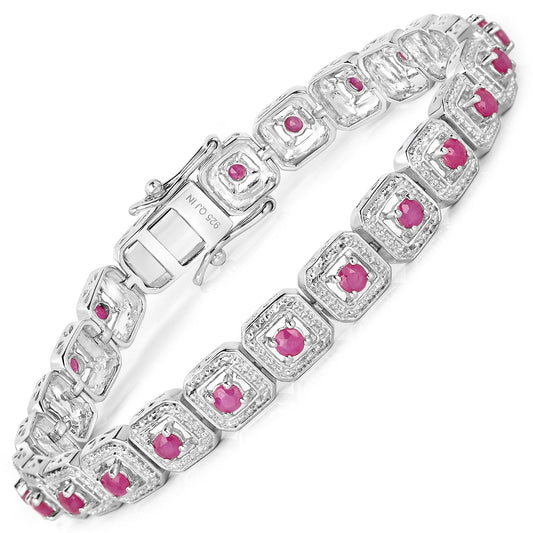 3.12 Carat Genuine Johnson Ruby .925 Sterling Silver Bracelet Bids.com