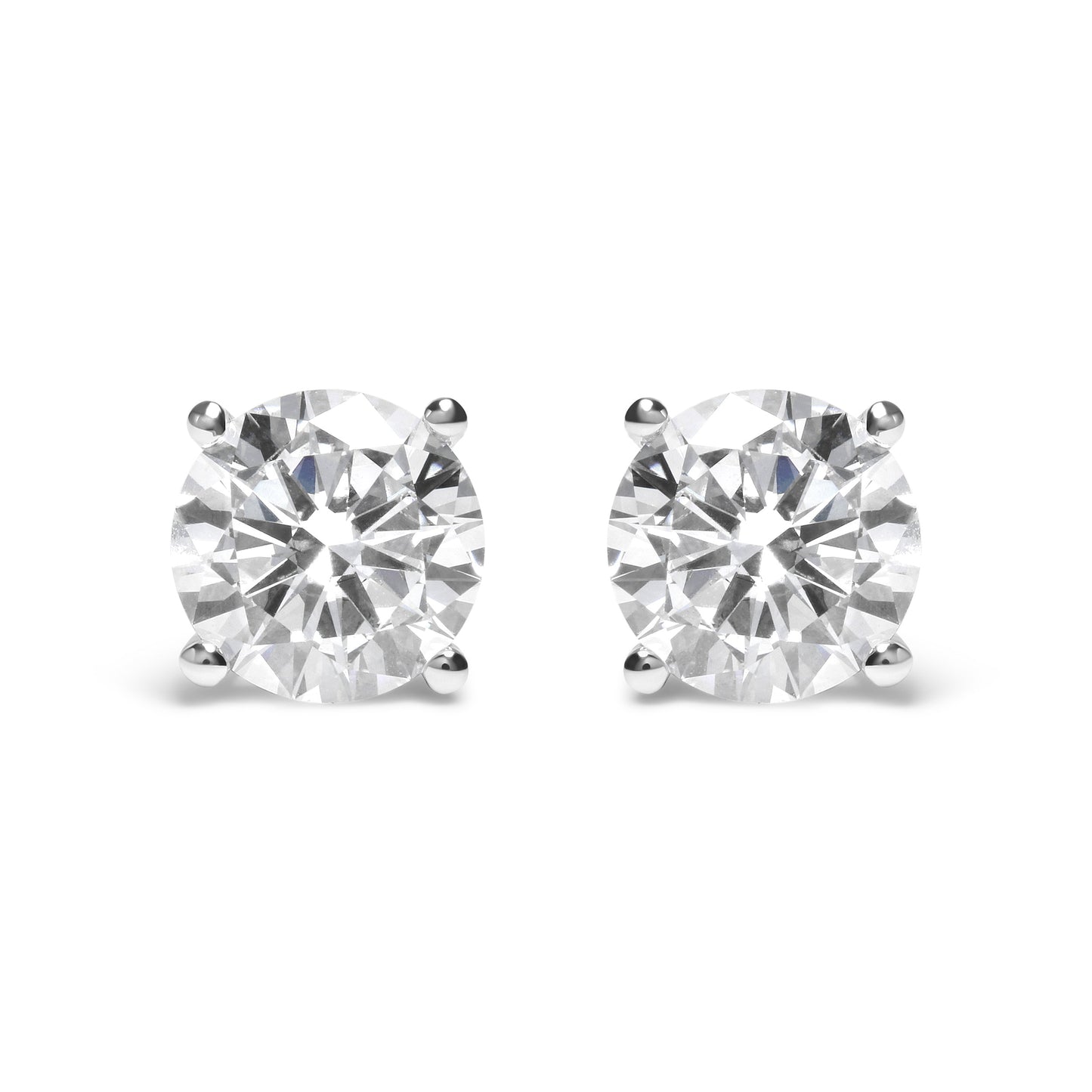 IGI Certified 14K White Gold 5.00 Cttw Round Brilliant-Cut Lab Grown Diamond Classic 4-Prong Stud Earrings with Screw Backs (F-G Color, SI1 Clarity) Bids.com