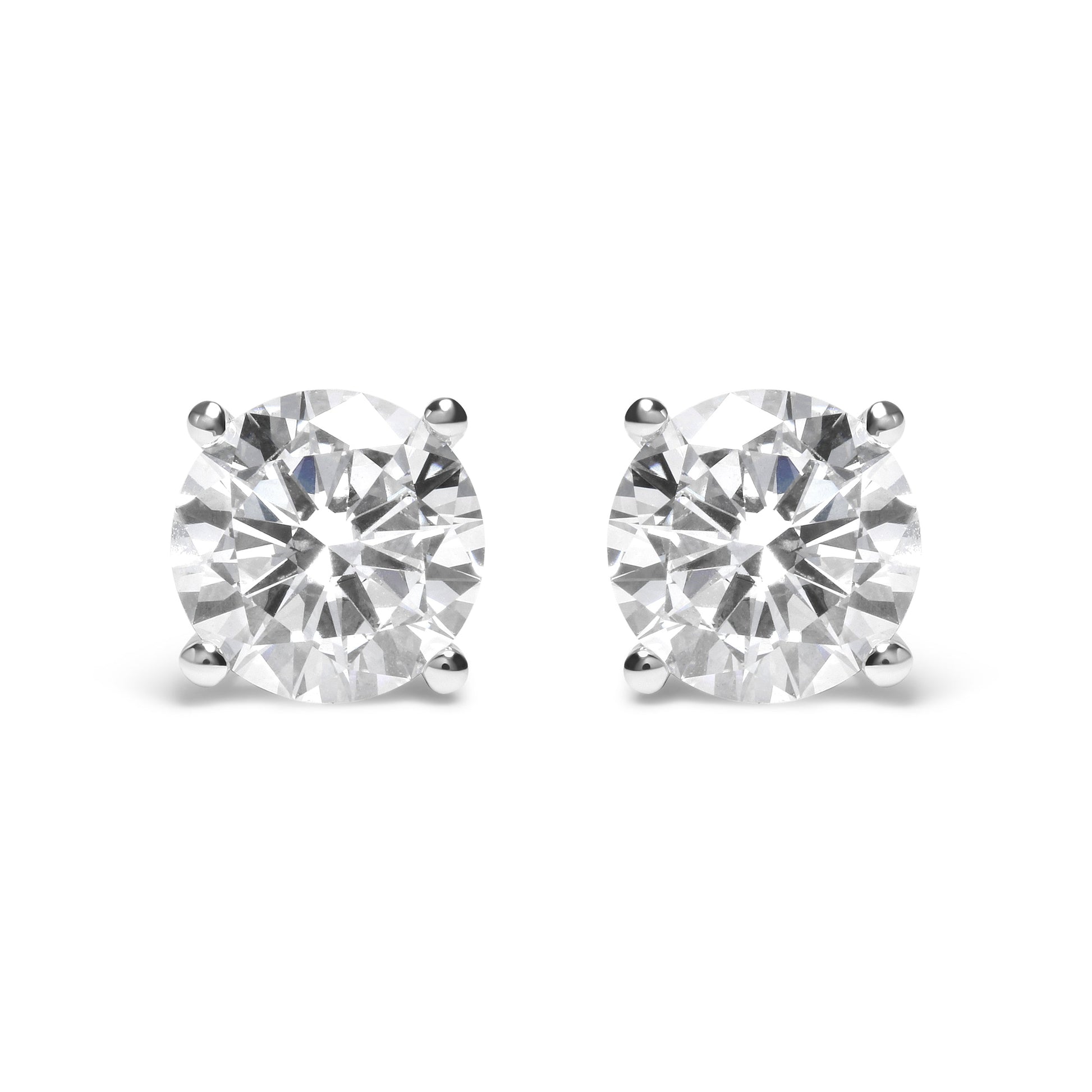 IGI Certified 14K White Gold 5.00 Cttw Round Brilliant-Cut Lab Grown Diamond Classic 4-Prong Stud Earrings with Screw Backs (F-G Color, SI1 Clarity) Bids.com