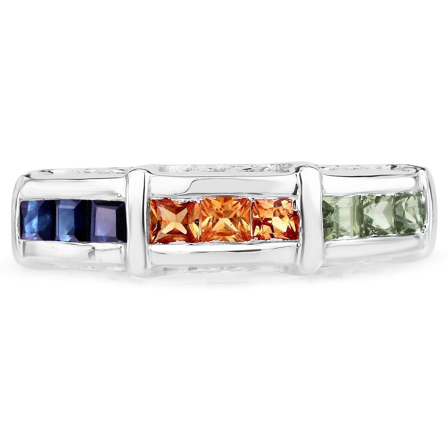 1.08 Carat Genuine Multi Sapphire .925 Sterling Silver Ring Bids.com