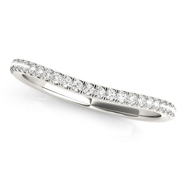 14k White Gold Pave Setting Style Curved Wedding Band (1/10 cttw) Bids.com