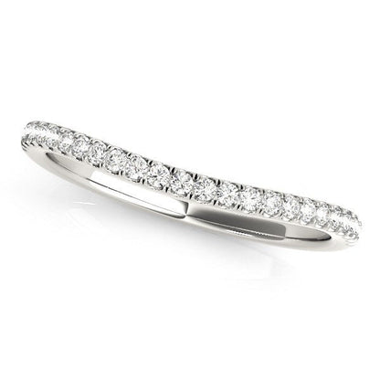 14k White Gold Pave Setting Style Curved Wedding Band (1/10 cttw) Bids.com