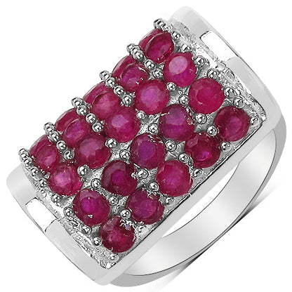 3.01 Carat Genuine Ruby & White Diamond .925 Sterling Silver Ring Bids.com