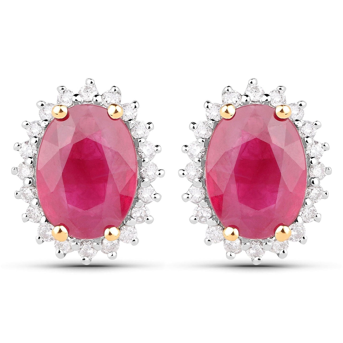 3.14 Carat Genuine Ruby and White Diamond 14K Yellow Gold Earrings Bids.com