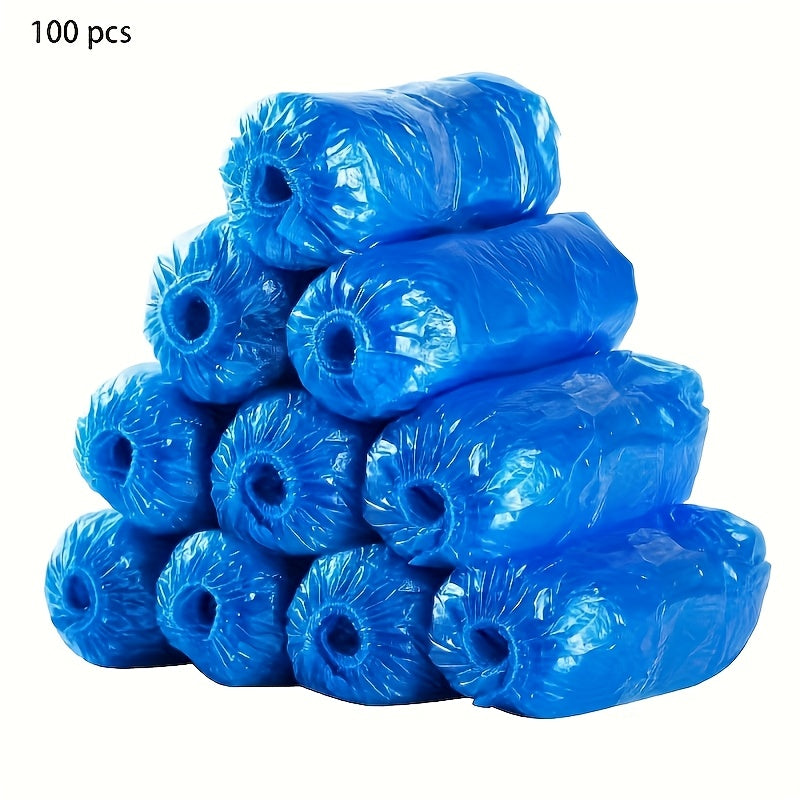 100-Pack: Disposable Plastic Shoe Covers – Waterproof & Slip-Resistant DailySale