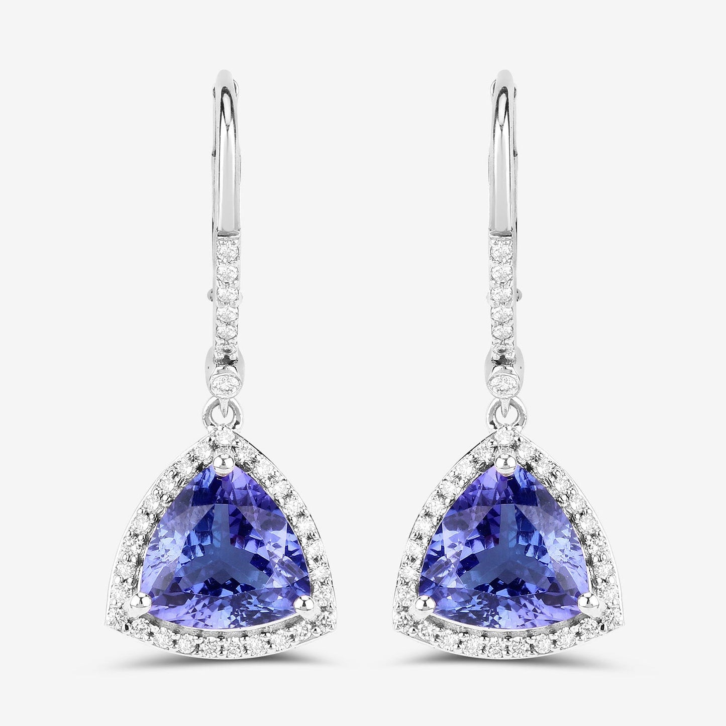 4.61 Carat Genuine Tanzanite and White Diamond 14K White Gold Earrings Bids.com
