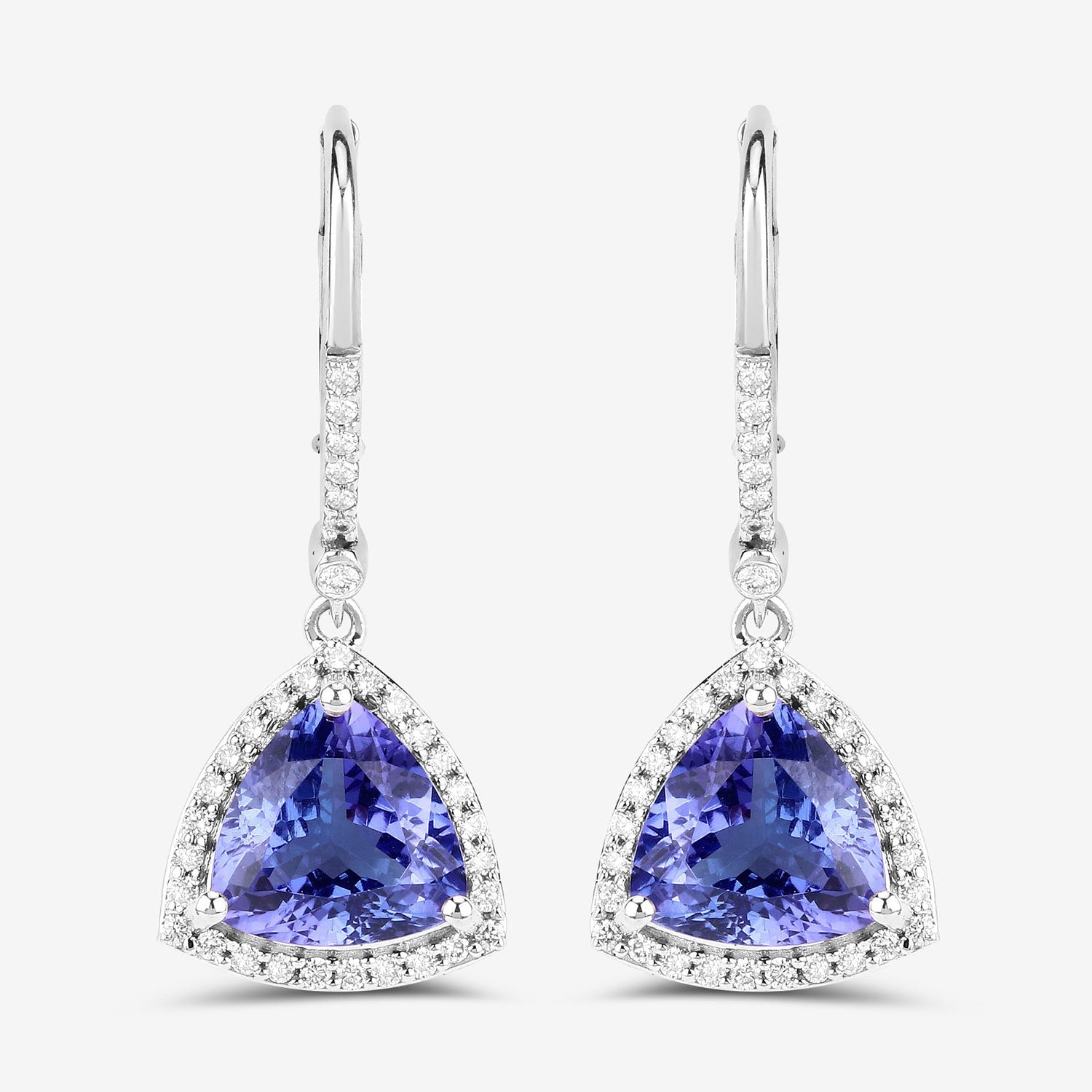4.61 Carat Genuine Tanzanite and White Diamond 14K White Gold Earrings Bids.com
