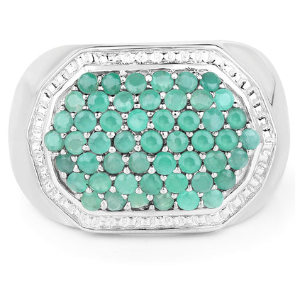 1.43 Carat Genuine Emerald .925 Sterling Silver Ring Bids.com