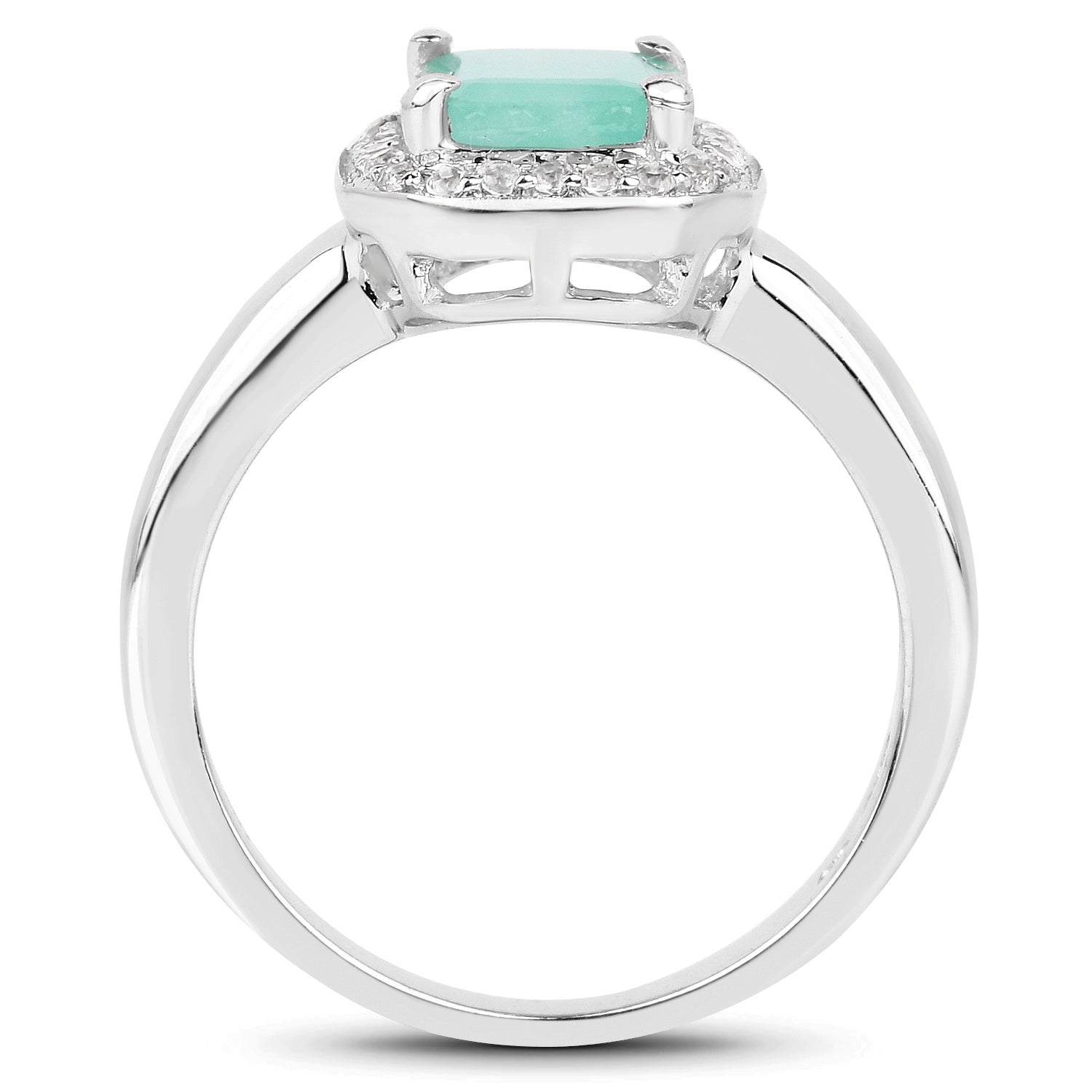 1.73 Carat Genuine Emerald & White Topaz .925 Sterling Silver Ring Bids.com