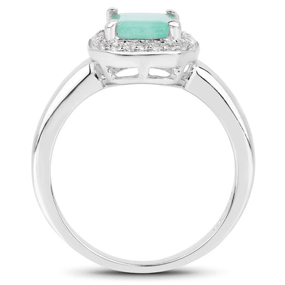 1.73 Carat Genuine Emerald & White Topaz .925 Sterling Silver Ring Bids.com