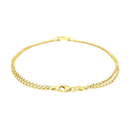 14k Yellow Gold Double Rolo Chain Anklet with an Open Heart Station Bids.com