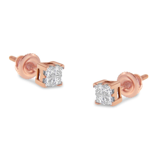 10KT Yellow Gold Princess Diamond Stud Earring (1/4 cttw, J-K Color, I1-I2 Clarity) Bids.com