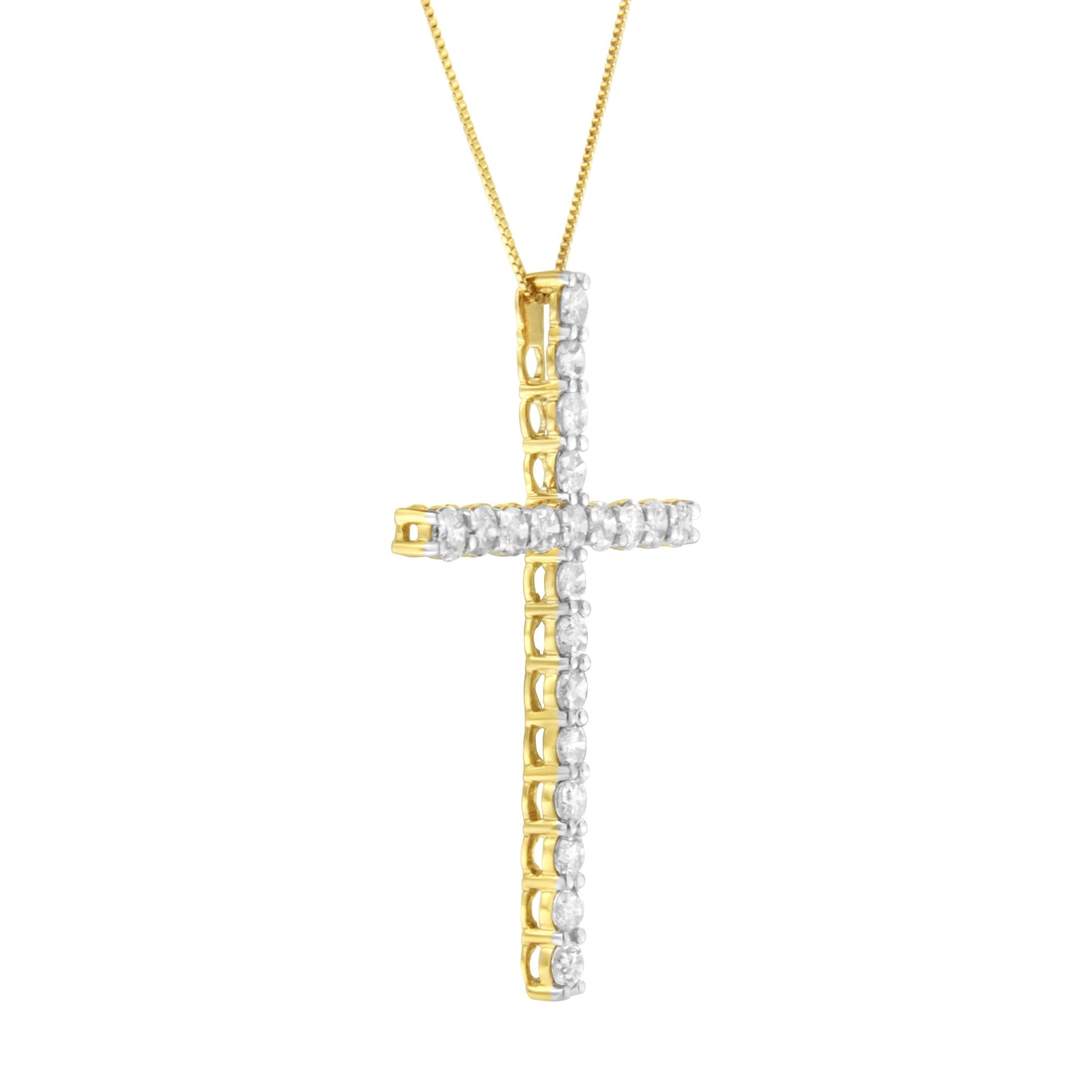 10K Yellow Gold Plated .925 Sterling Silver 4.0 Cttw Round Cut Diamond Cross Pendant Necklace (J-K Color, I1-I2 Clarity) - 18" Bids.com