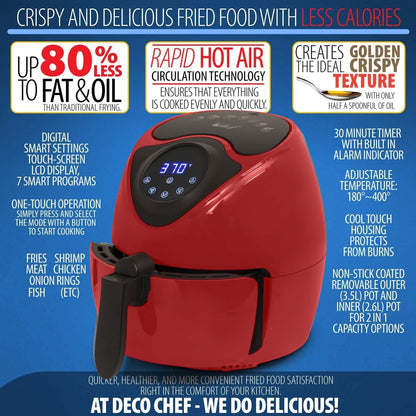 Deco Chef 3.7QT Electric Oil-Free Digital Air Fryer for Healthy Frying DailySale