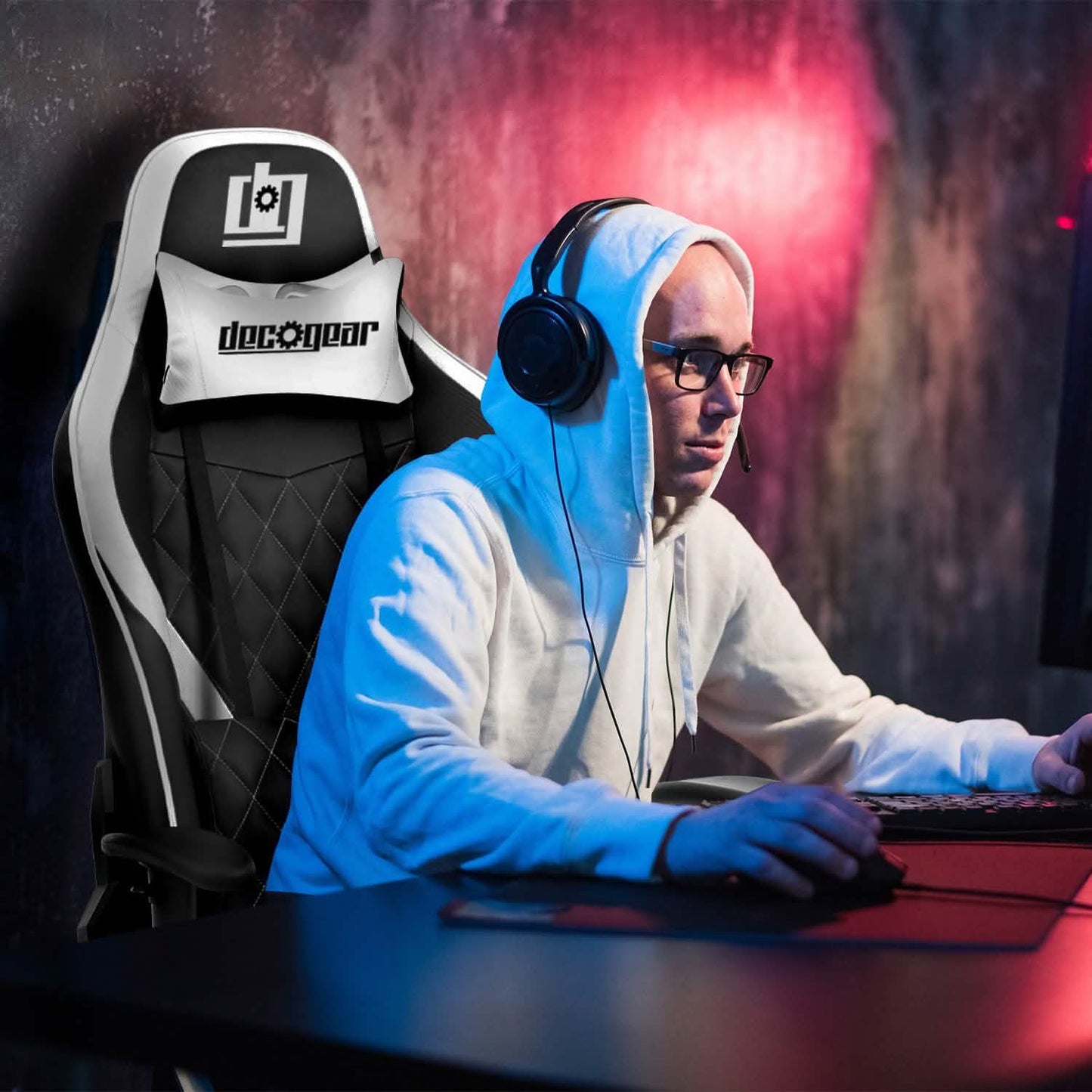 Deco Gear Ergonomic Foam Gaming Chair with Adjustable Head and Lumbar Support DailySale