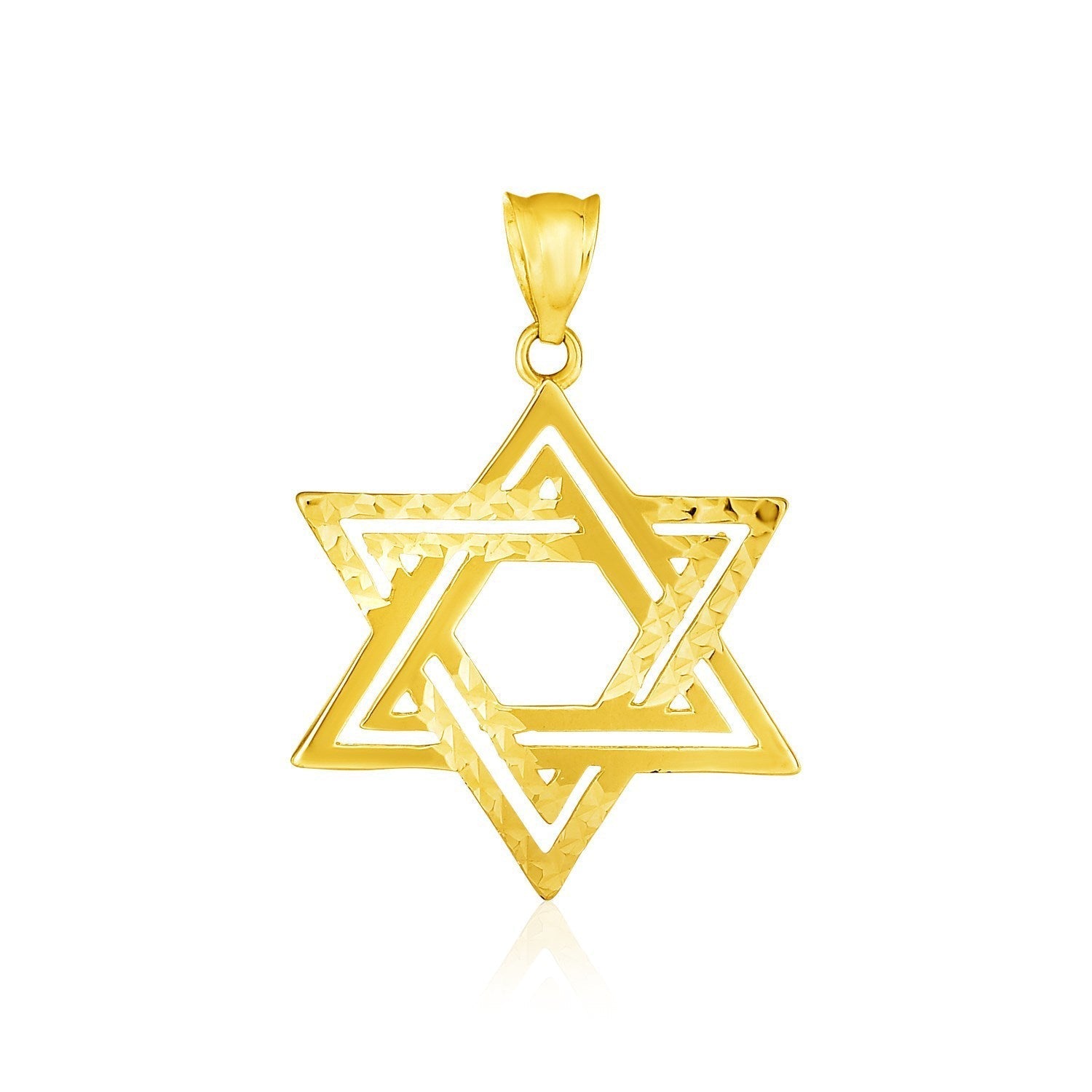 14k Yellow Gold Textured Star of David Pendant Bids.com
