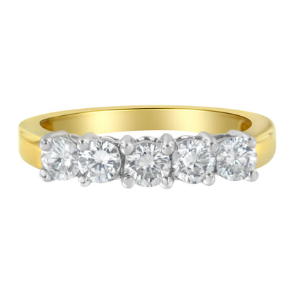 14KT Two Toned Gold 5 Stone Diamond Ring (1 cttw, H-I Color, SI1-SI2 Clarity) Bids.com