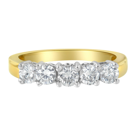 14KT Two Toned Gold 5 Stone Diamond Ring (1 cttw, H-I Color, SI1-SI2 Clarity) Bids.com