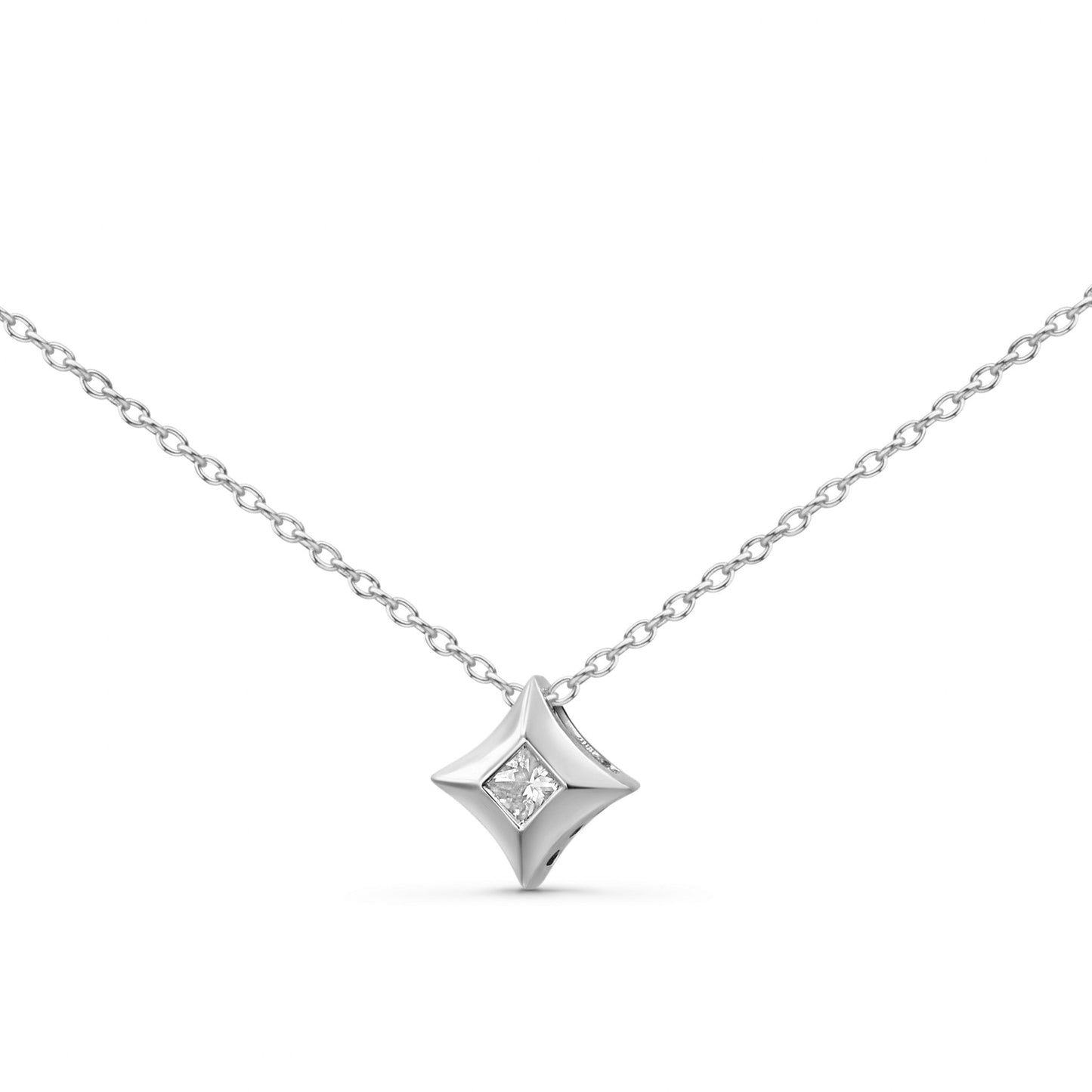 10K Yellow Gold 1/5 Cttw Bezel Set Princess Diamond Kite Shaped Solitaire Pendent Necklace Bids.com