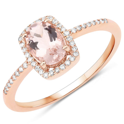 0.82 Carat Genuine Morganite and White Diamond 14K Rose Gold Ring Bids.com