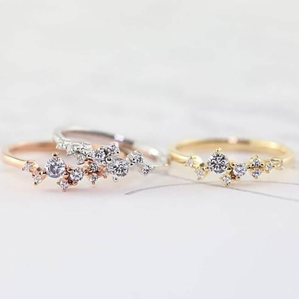 Delicate Cz Stackings Ring In 18Kt Gold DailySale