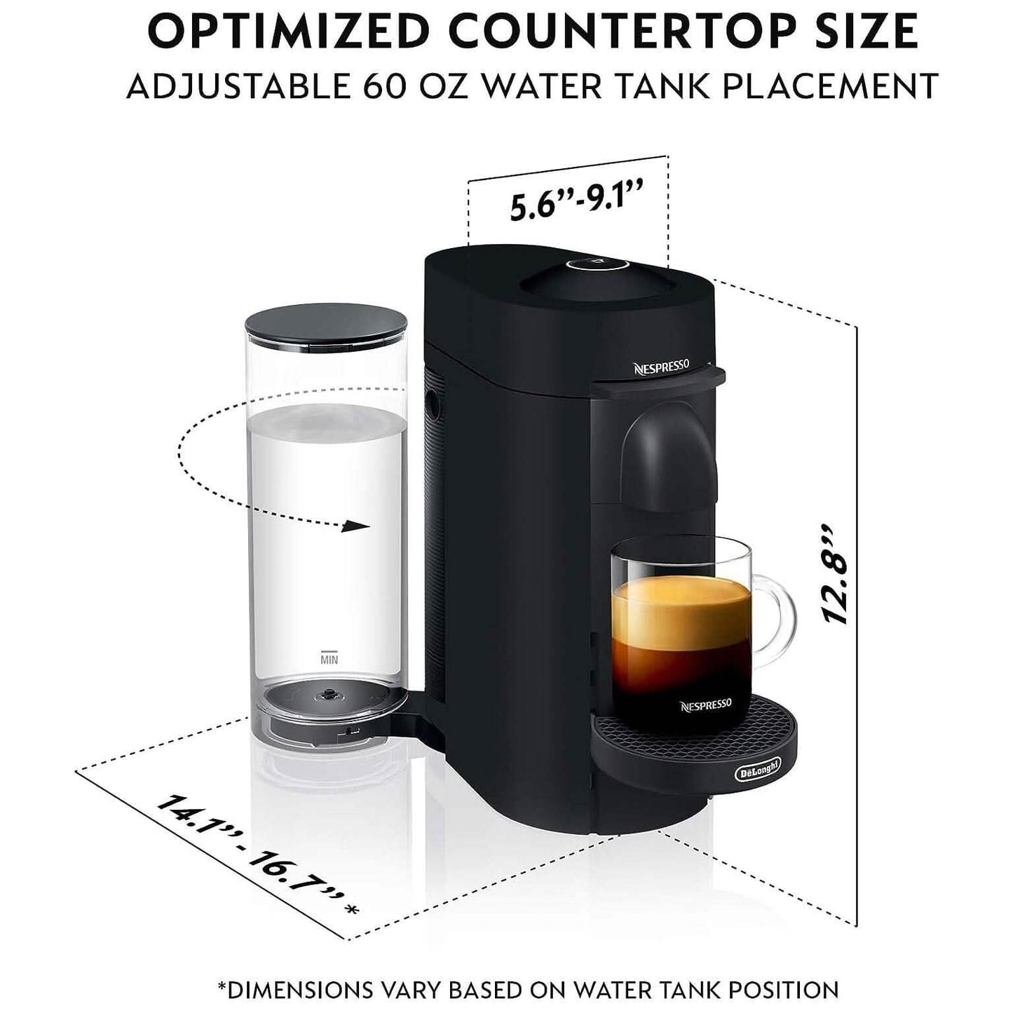 De'Longhi Nespresso VertuoPlus Coffee and Espresso Machine by De'Longhi, 38 ounces, Matte Black (Refurbished) DailySale