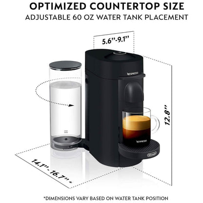 De'Longhi Nespresso VertuoPlus Coffee and Espresso Machine by De'Longhi, 38 ounces, Matte Black (Refurbished) DailySale