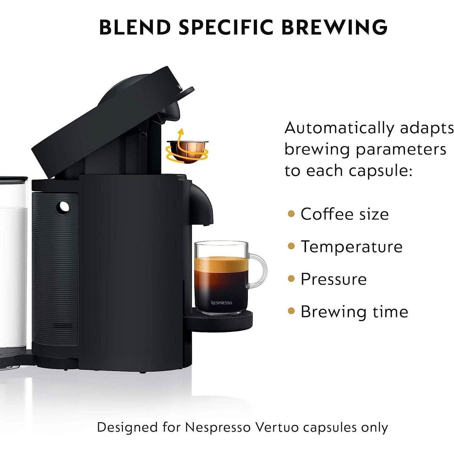 De'Longhi Nespresso VertuoPlus Coffee and Espresso Machine by De'Longhi, 38 ounces, Matte Black (Refurbished) DailySale