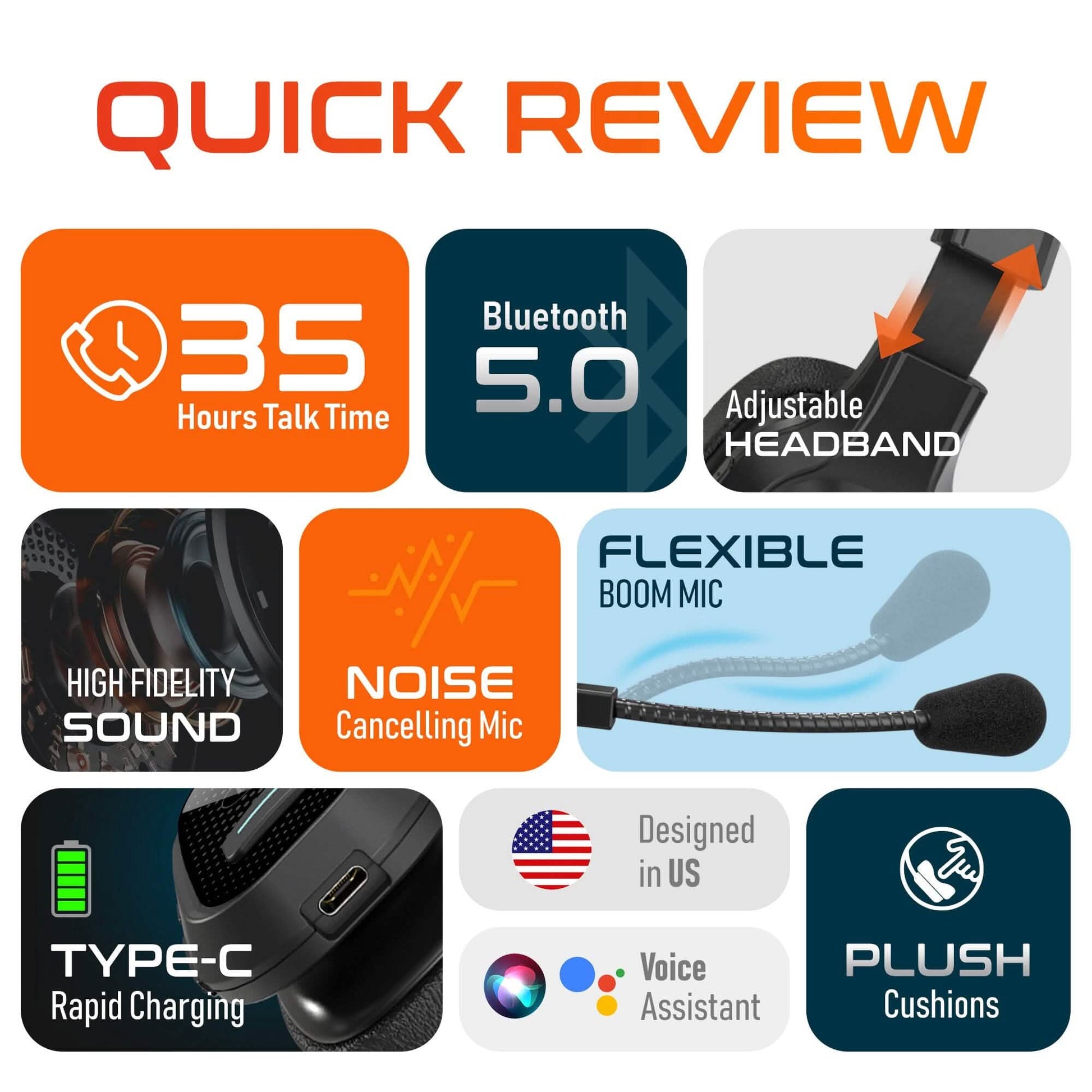 Delton 20X Wireless Computer Headset with USB Dongle Bluetooth Headphone DailySale