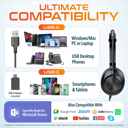 Delton 32Y USB Headset Noise Canceling Stereo Headphone DailySale