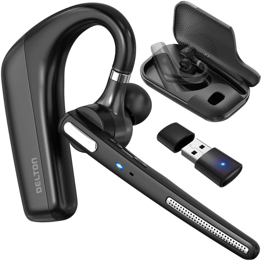Delton 90X Ultralight Bluetooth Headset with Noise Cancelling Computer Headphone/ Earpiece with Charging Case DailySale