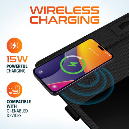 Delton D101 Wireless Charging Mouse Pad with Foldable Phone Stand & Writing Pad, Non-Slip Desk Mouse Mat 15W Wireless Charging Pad Qi Enabled Devices DailySale