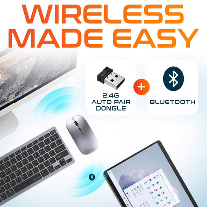 Delton N35 Wireless Keyboard and Mouse, Bluetooth Keyboard Mouse Combo Auto Pair USB Dongle DailySale