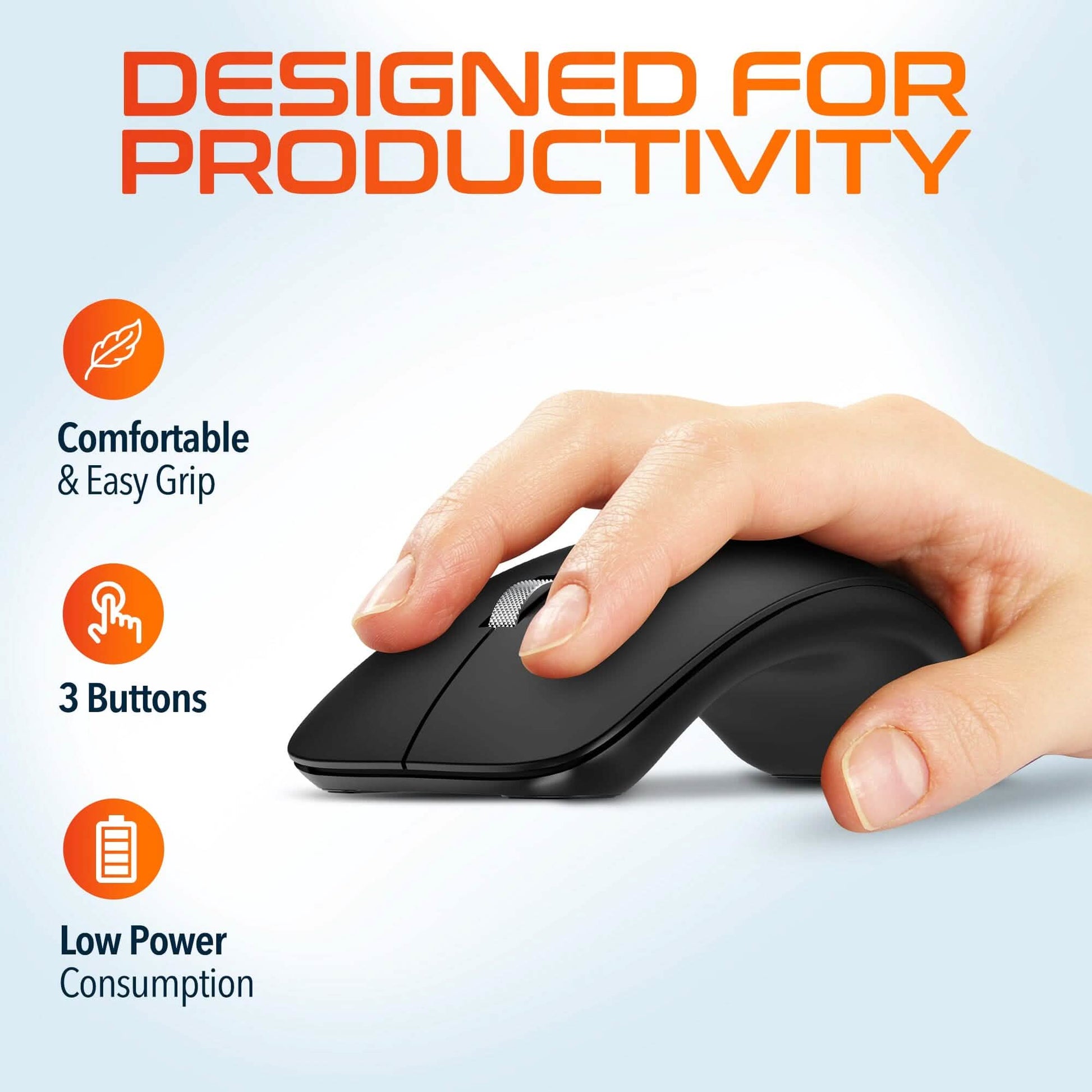 Delton S10 Curved Wireless Computer Mouse, USB Mouse, Battery Operated DailySale