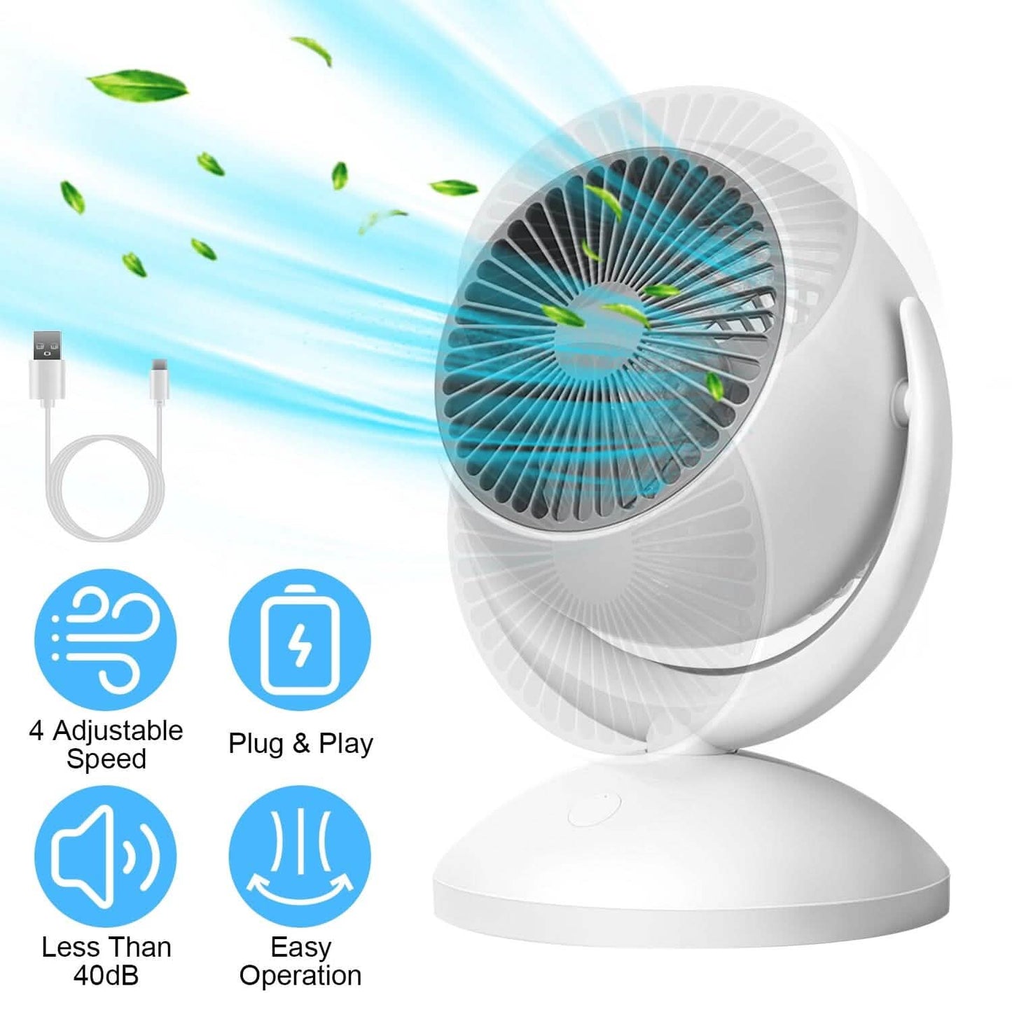 Desk Air Circulator Fan 4 Speed Adjustment DailySale