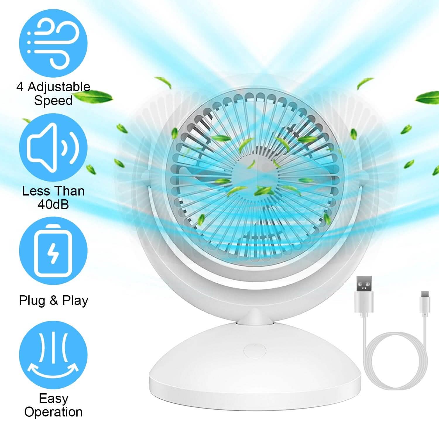 Desk Air Circulator Fan 4 Speed Adjustment DailySale