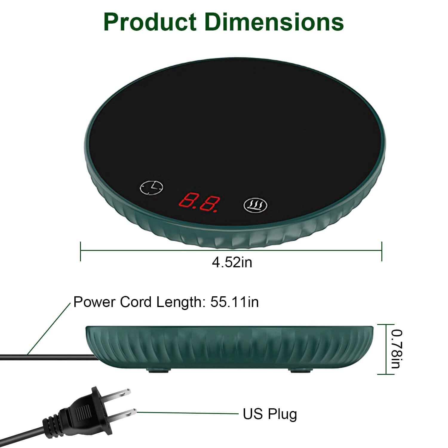 Desktop Electric Cup Warmer Auto Off Over Heating Protection Smart Timer Setting DailySale