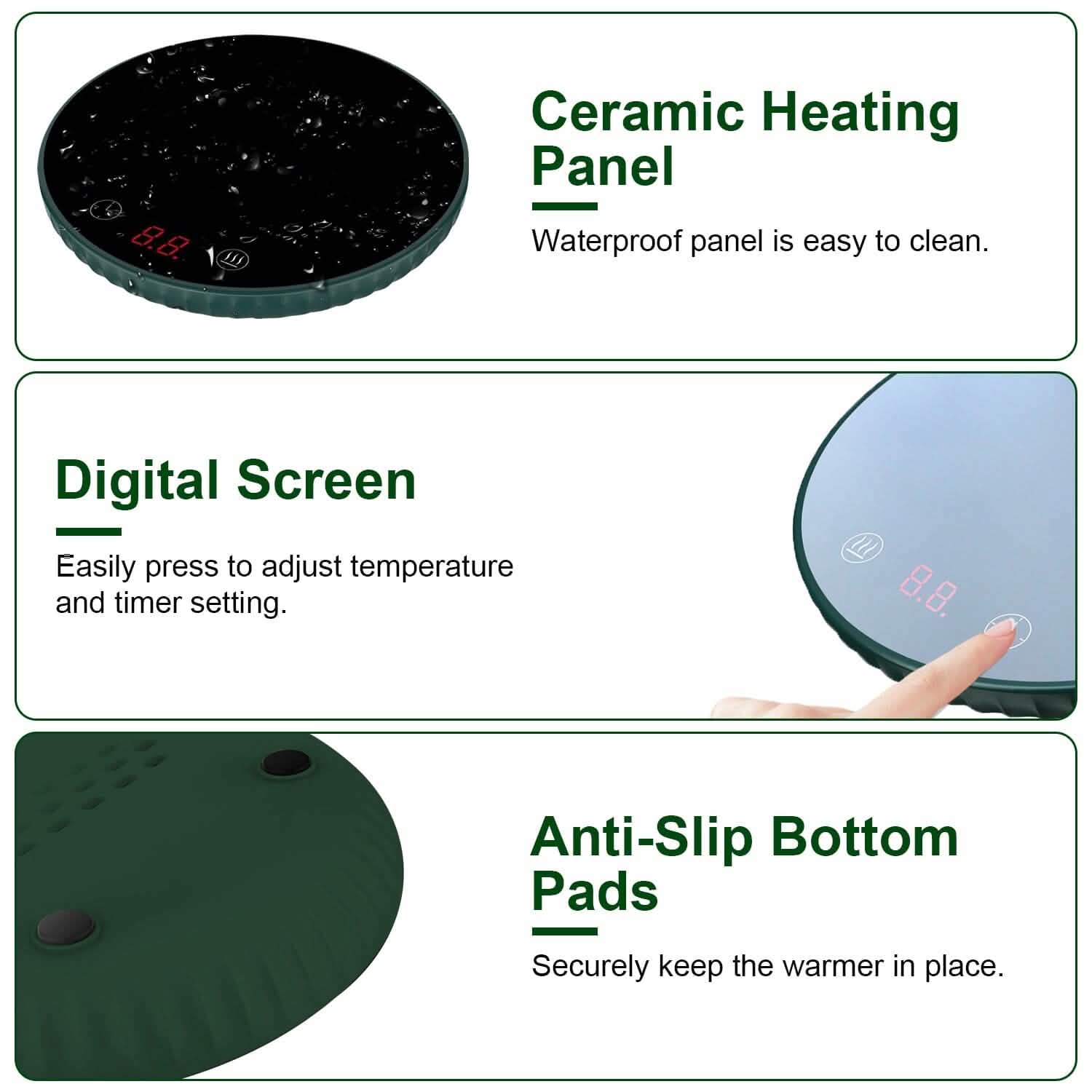Desktop Electric Cup Warmer Auto Off Over Heating Protection Smart Timer Setting DailySale
