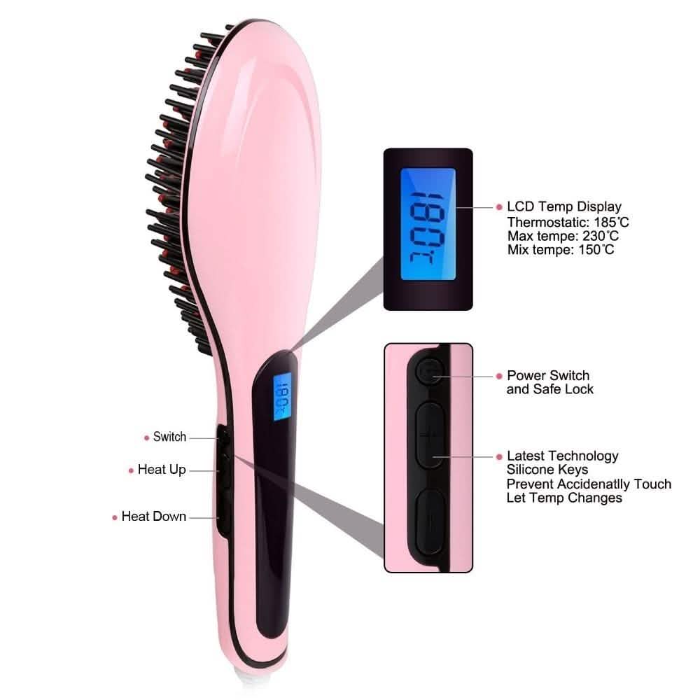 Detangling Hair Straightener Brush - Assorted Colors DailySale