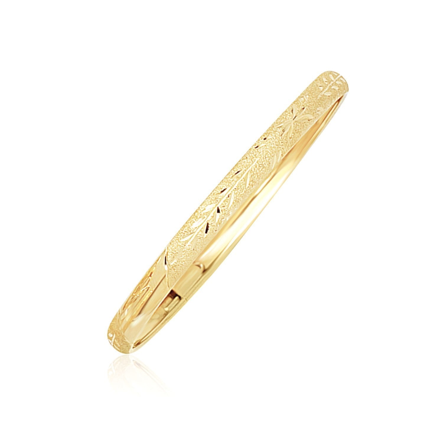 10k Yellow Gold Dome Childrens Diamond Cut Florentine Bangle Bids.com