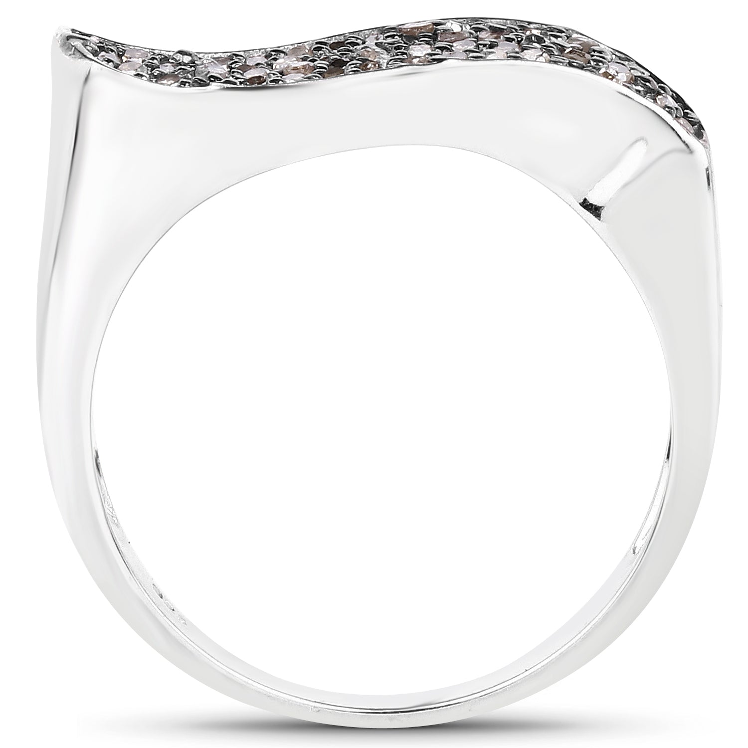 0.21 Carat Genuine Champagne Diamond .925 Sterling Silver Ring Bids.com