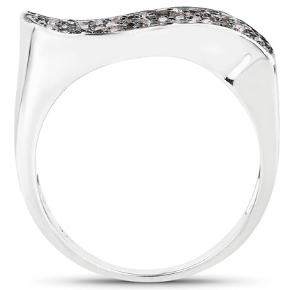 0.21 Carat Genuine Champagne Diamond .925 Sterling Silver Ring Bids.com