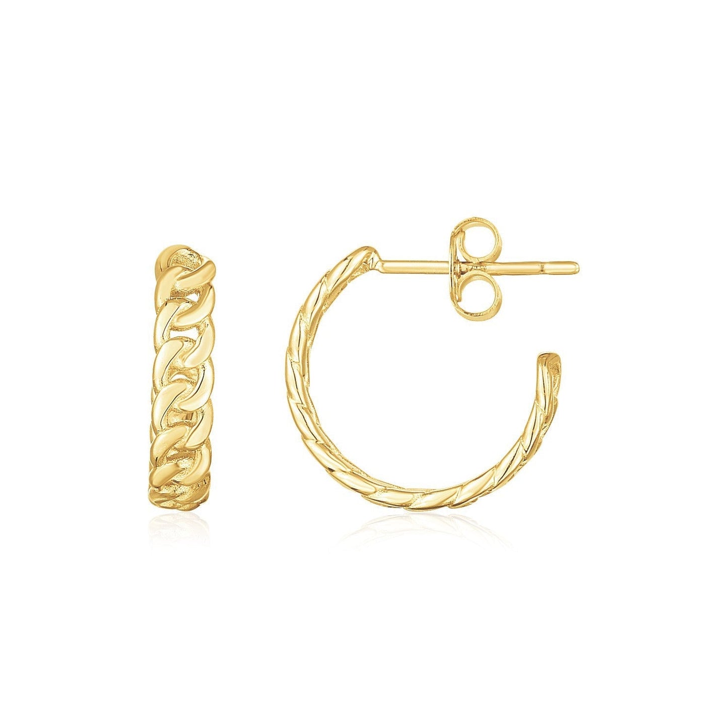 14K Yellow Gold Slender Curb Chain Hoop Earrings Bids.com