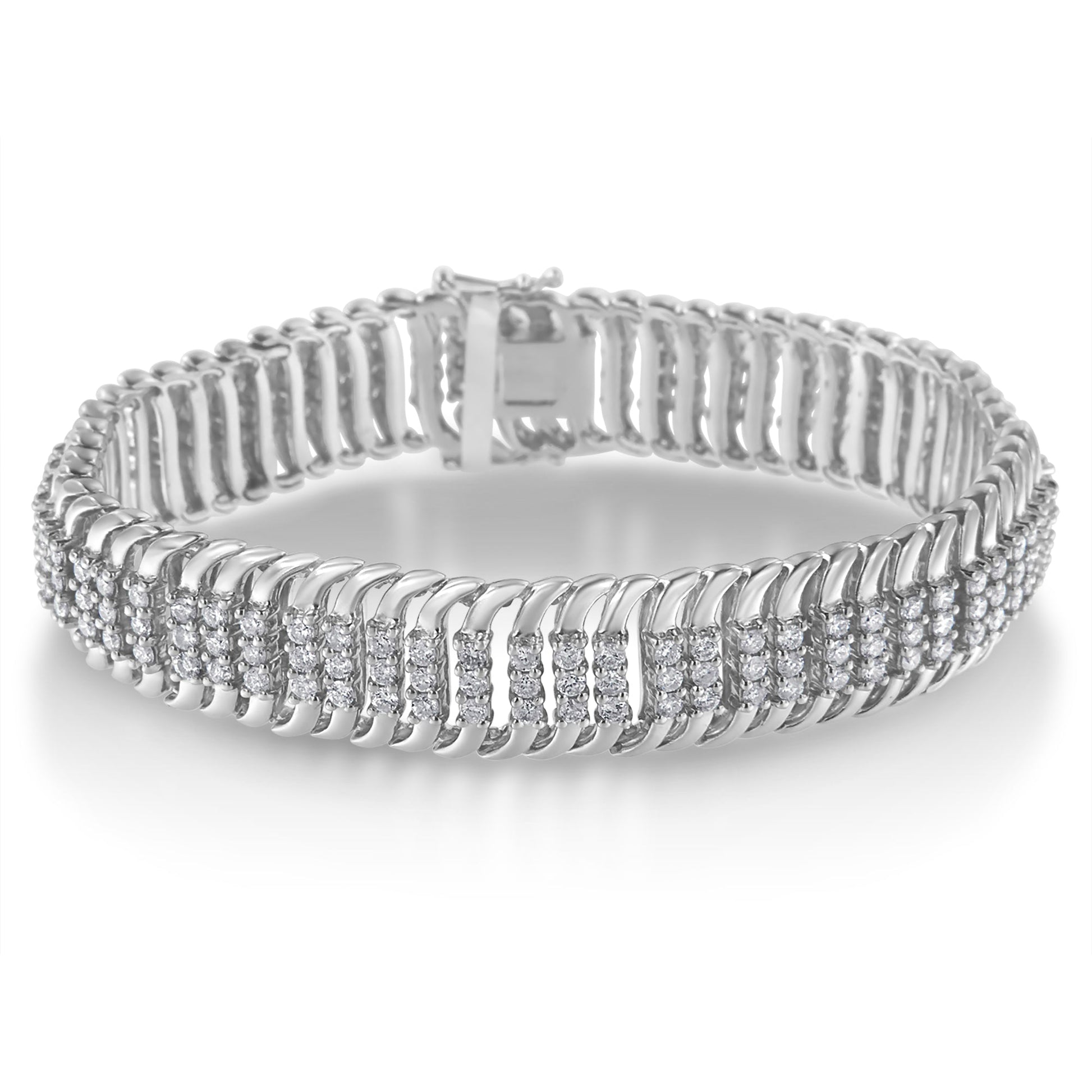 14K White Gold 5.0 Cttw Round Brilliant Cut Diamond 7" S Wave Serpentine Tennis Bracelet (H-I Color, I1-I2 Clarity) Bids.com