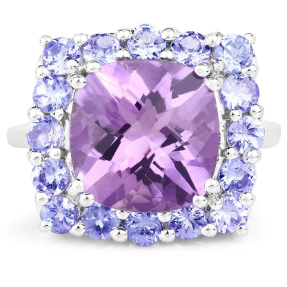 6.63 Carat Genuine Amethyst and Tanzanite .925 Sterling Silver Ring Bids.com