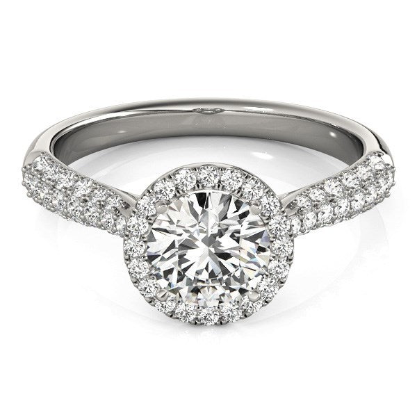 14k White Gold Halo Diamond Engagement Ring with Pave Band (1 1/3 cttw) Bids.com