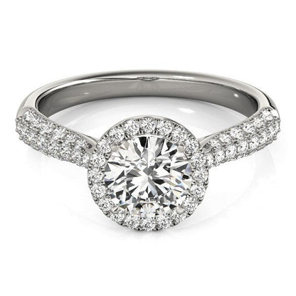 14k White Gold Halo Diamond Engagement Ring with Pave Band (1 1/3 cttw) Bids.com